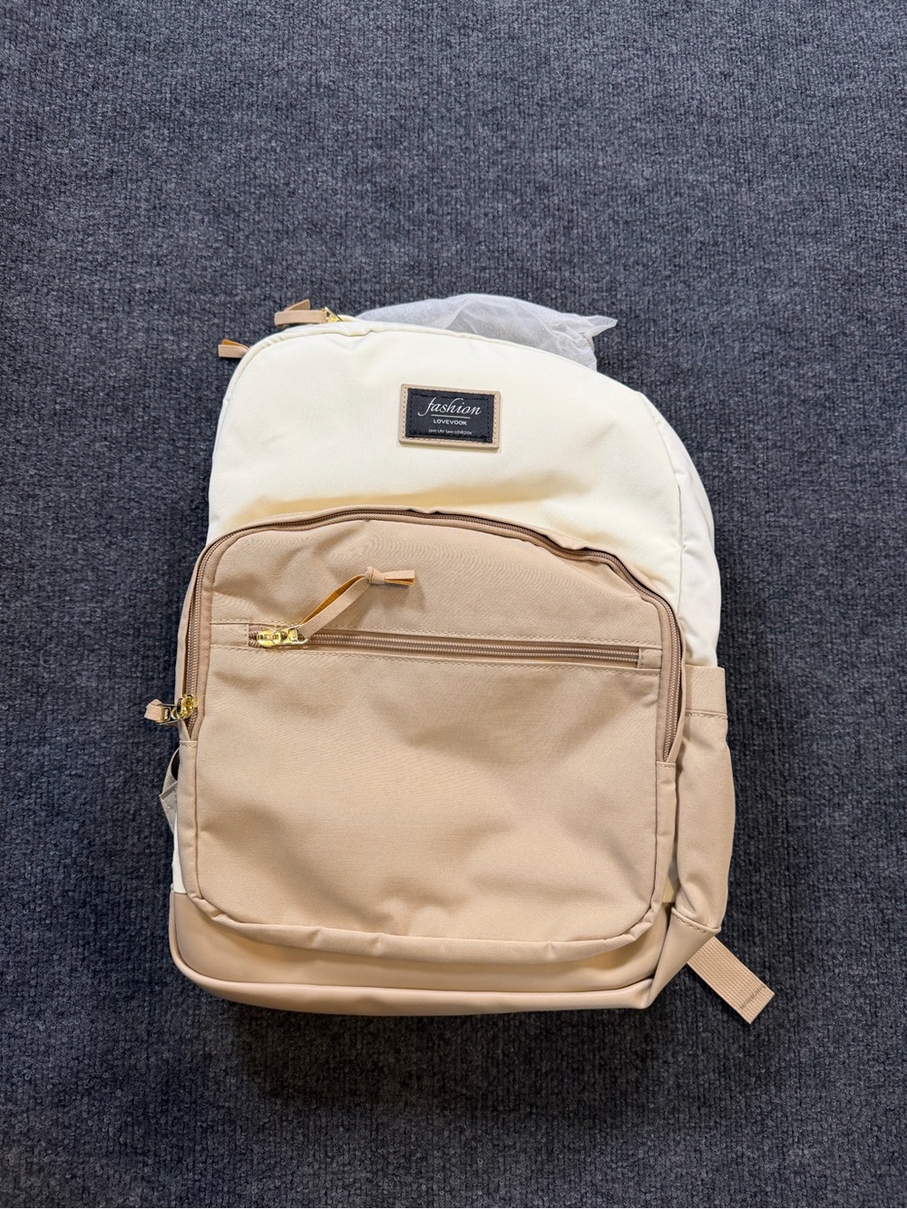 Fashion Two-Tone Cream & Beige Women's Backpack